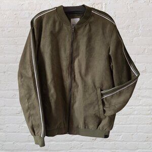 Only & Sons - Suede Bomber Jacket with White Striped Detailing